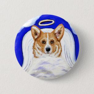 Chapa Redonda De 5 Cm Angel Corgi