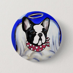 Chapa Redonda De 5 Cm Angel de Bulldog Francés