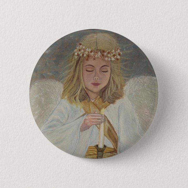 Chapa Redonda De 5 Cm Ángel de la luz (Anverso)