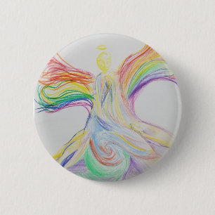 Chapa Redonda De 5 Cm ángel del arco iris