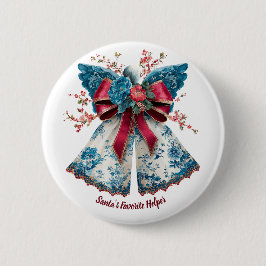 Chapa Redonda De 5 Cm Ángel Floral Vintage con Alas de Cinta Navideña
