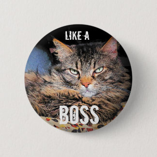Chapa Redonda De 5 Cm Ángel gruñón, como un gato Meme de Boss