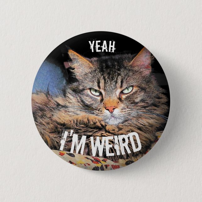 Chapa Redonda De 5 Cm Ángel gruñón, soy sí gato extraño Meme (Anverso)