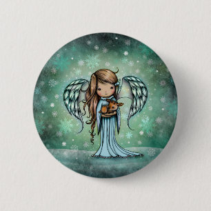 Chapa Redonda De 5 Cm Ángel sosteniendo ilustración artística de cervati