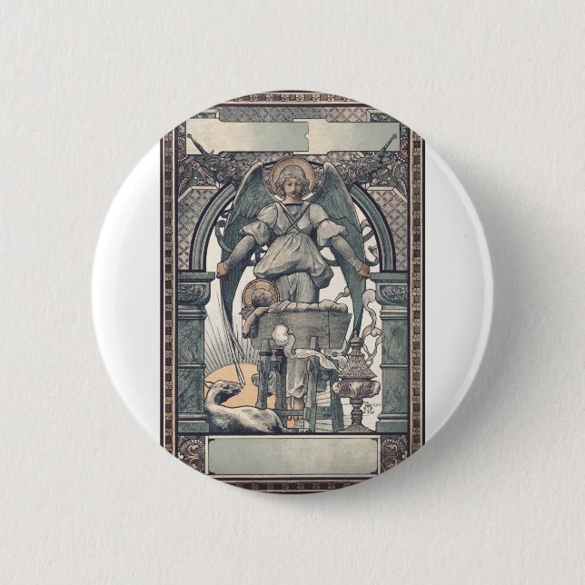 Chapa Redonda De 5 Cm Ángeles guardianes con Jesús (Anverso)