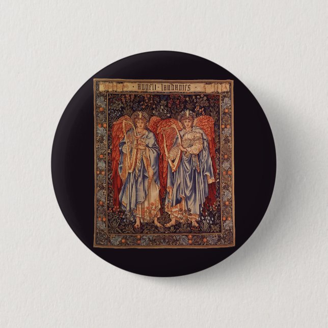 Chapa Redonda De 5 Cm Angeli Laudantes de Sir Edward Coley Burne Jones (Anverso)