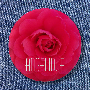 Chapa Redonda De 5 Cm Angelique en una Camelia Rosa