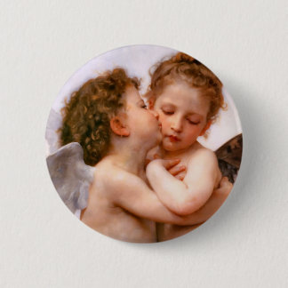 Chapa Redonda De 5 Cm Angels First Kiss, Bouguereau