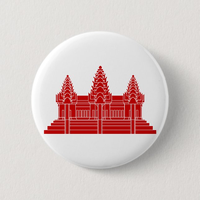 Chapa Redonda De 5 Cm Angkor Wat Camboyan / Bandera Jemer (Anverso)