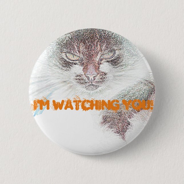 Chapa Redonda De 5 Cm Angry Cute Cate Face Sketch (Anverso)