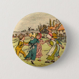 Chapa Redonda De 5 Cm Anillo de Kate Greenaway alrededor del Rosey