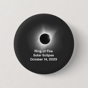 Chapa Redonda De 5 Cm Anillo del eclipse solar de incendio 14 de octubre