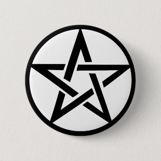 Chapa Redonda De 5 Cm anillo negro del pentagram del pentáculo