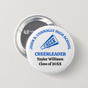 Chapa Redonda De 5 Cm Animadora de Escuela Secundaria Personalizada Azul