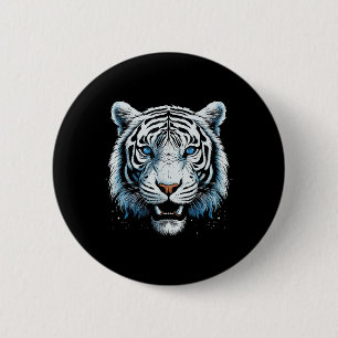 Chapa Redonda De 5 Cm Animal de gato salvaje de ojos azules de tigre bla
