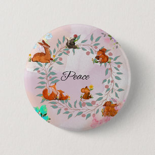 Chapa Redonda De 5 Cm Animal de Peace Woodland