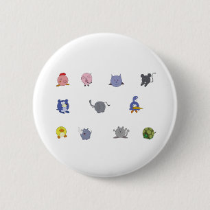 Chapa Redonda De 5 Cm Animales Cute Chubby