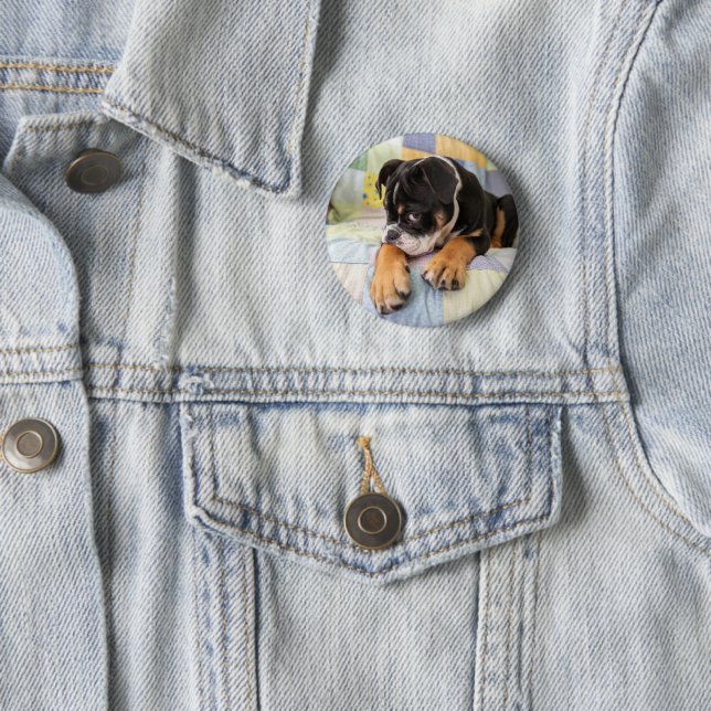 Chapa Redonda De 5 Cm Animales de bebé más afectados | Antiguo y tímido  (In situ)