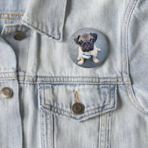 Chapa Redonda De 5 Cm Animales de bebé más afectados Baby Pug