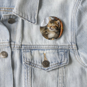 Chapa Redonda De 5 Cm Animales de bebé más afectados Dormir gatos en l