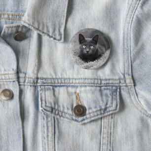 Chapa Redonda De 5 Cm Animales de bebé más afectados Gato gris