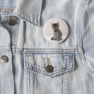 Chapa Redonda De 5 Cm Animales de bebé más afectados Licor Tabby Kitte