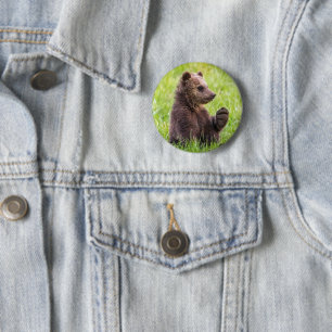 Chapa Redonda De 5 Cm Animales de bebé más afectados   Ola de Oso Marrón