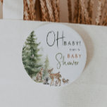 Chapa Redonda De 5 Cm Animales de bosque forestal Oh bebé<br><div class="desc">Presentamos a nuestros animales de bosque Oh botón de bebé - perfecto para una celebración tierna y caprichosa! Con una temática de selva acuática moderna con criaturas adorables como zorro, oso marrón, conejo y ciervo, es ideal para una ducha de género neutro. Este diseño bohemio ofrece un ambiente dulce y...</div>