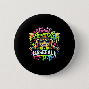 Chapa Redonda De 5 Cm Animales de fiesta béisbol helado goteo mono diver