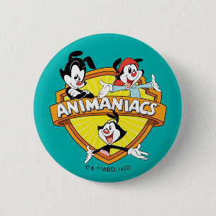 Chapa Redonda De 5 Cm Animaniacs Warner Brothers & Sister WB Shield