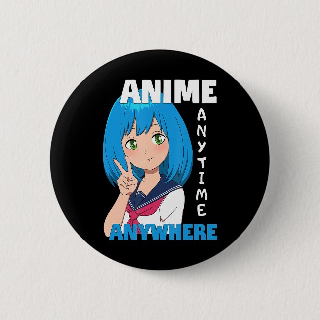 Chapa Redonda De 5 Cm Anime Anytime Anywhere Anime Chica (Anverso)