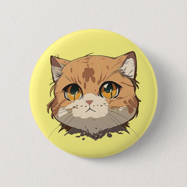 Chapa Redonda De 5 Cm Anime Cat Face (Anverso)