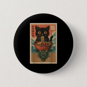 Chapa Redonda De 5 Cm Anime Cat Ramen Japonés Funny Art Kawaii Cat Y