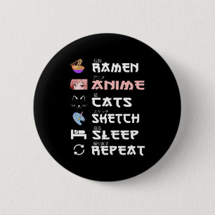 Chapa Redonda De 5 Cm Anime japones ramen dibujando al gato Anime Lover