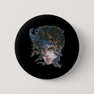 Chapa Redonda De 5 Cm Anime Manga Motif Blue eyes Art Anime