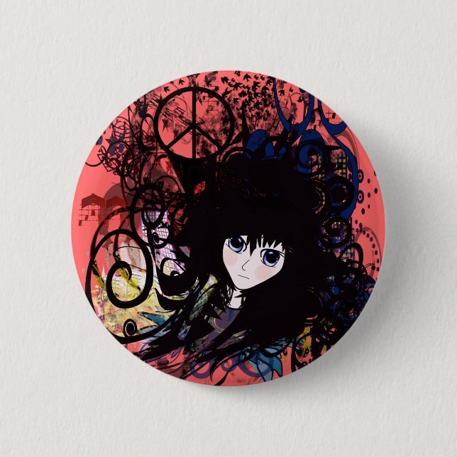 Chapa Redonda De 5 Cm Anime Peace Grunge (Anverso)