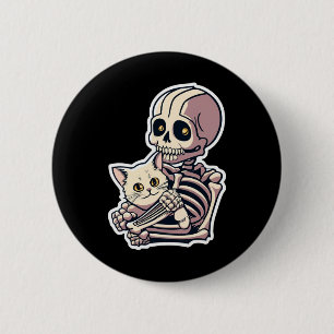 Chapa Redonda De 5 Cm Anime Skeleton Sostenía Una Camisa De Gato Lazy Ha