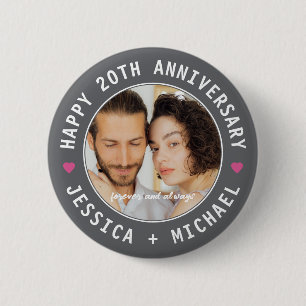 Chapa Redonda De 5 Cm Aniversario de Boda Foto Personalizada