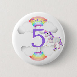 Chapa Redonda De 5 Cm Aniversario de la edad mágica del unicornio arcoir