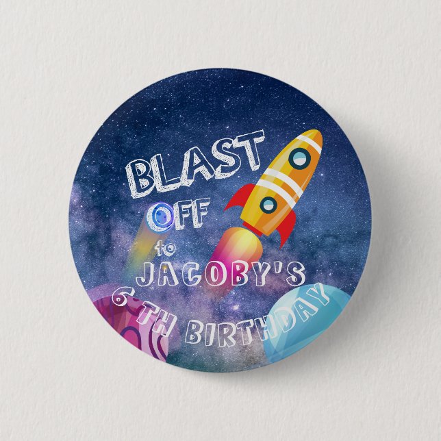 Chapa Redonda De 5 Cm Aniversario del espacio reducido personalizado (Anverso)