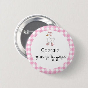 Chapa Redonda De 5 Cm Aniversario rosa de Silly Goose