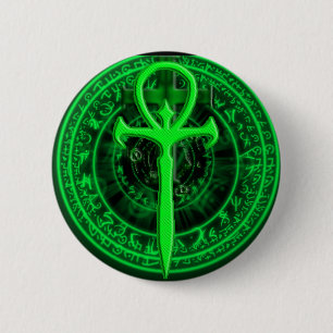 Chapa Redonda De 5 Cm Ankh verde