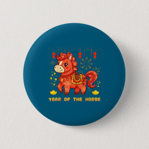 Chapa Redonda De 5 Cm Año Caballo Chino Niño Pequeño