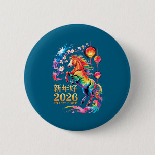 Chapa Redonda De 5 Cm Año del caballo 2026 un arte gráfico de caballo ge