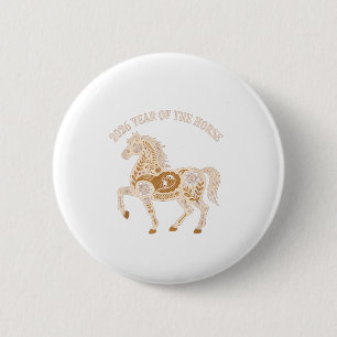 Chapa Redonda De 5 Cm Año del Caballo de Fuego 2026 Año Nuevo Chino Fest