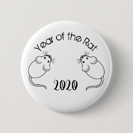 Chapa Redonda De 5 Cm Año del ratón Rat 2020 con texto