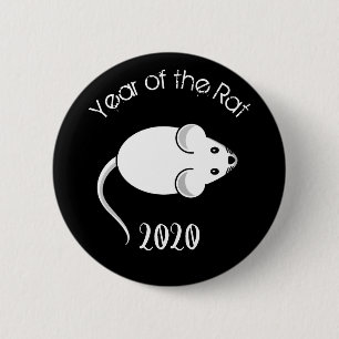 Chapa Redonda De 5 Cm Año del ratón Rat 2020 con texto