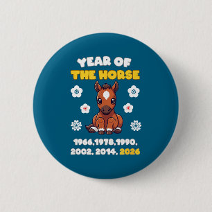 Chapa Redonda De 5 Cm Año Kawaii del Caballo Zodiaco Chino 2026 Animal