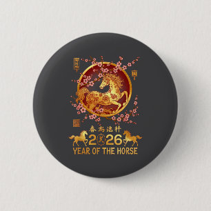 Chapa Redonda De 5 Cm Año Lunar del Caballo Zodiaco Feliz Año Nuevo Chin