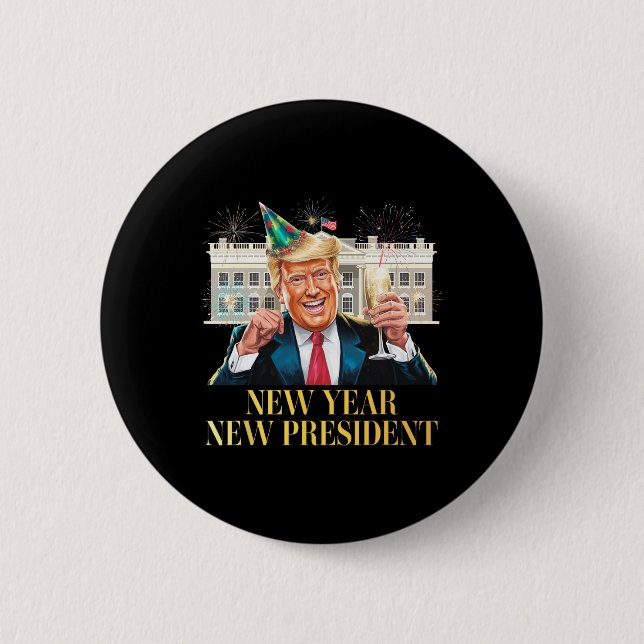 Chapa Redonda De 5 Cm Año Nuevo Presidente Funny Trump Año Nuevo Eve P (Anverso)
